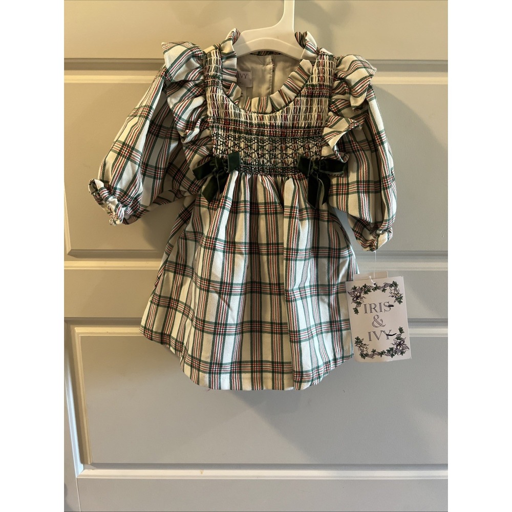 Iris & Ivy Baby Girls Plaid Smocked Dress & Bloomer Set 24 Months NWT